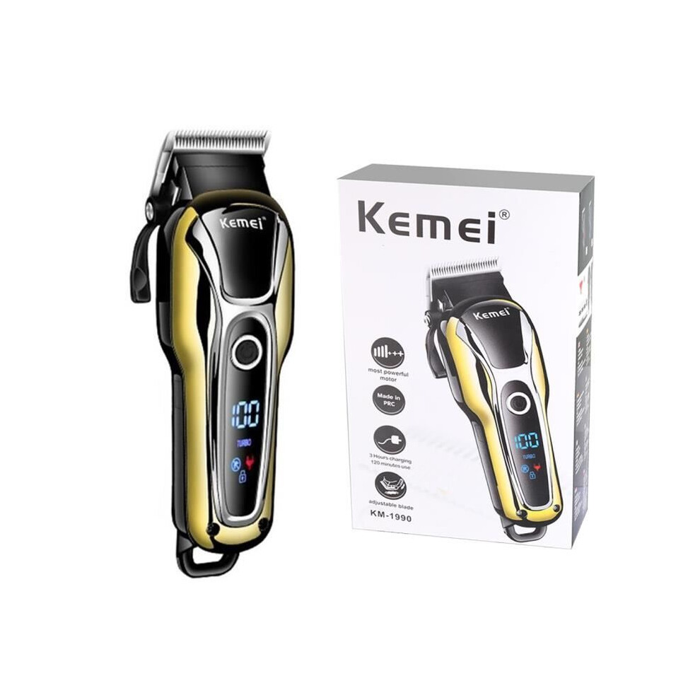 Kemei Km-1990 (avec boîte) — Tondeuse à cheveux rechargeable 100-240 V, tondeuse électrique professionnelle