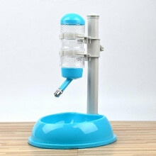 (As show, One size) Explosive pet drinking fountain cat bowl dog food bowl licking dog kettle lifting feeder pet bowl anti-knock 24X12.5X24CM blue