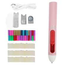 (As show, One size) Mini Glue Gun Hot Melt Colorful PenShaped Cordless 2200mAh USB Rechargeable Lithium Battery