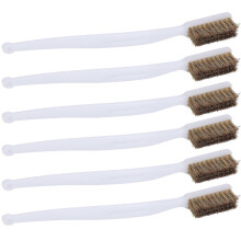 (As show, One size) 6pcs Printer Cleaning Steel Wire Brush Plastic Handle Rust Removal Wire Brush Accessory