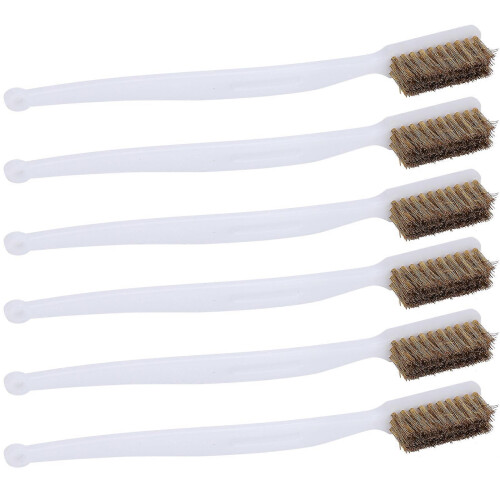 (As show, One size) 6pcs Printer Cleaning Steel Wire Brush Plastic Handle Rust Removal Wire Brush Accessory