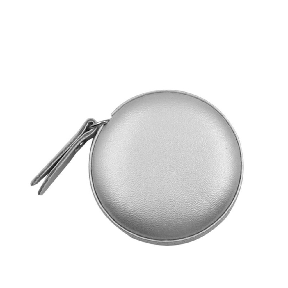(Silver) 150cm 60" Retractable Ruler Tape Leather Measuring Tape Auto Shrink Portable Roll Tape Centimeter Inch Measuring Tool