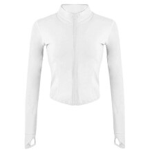 (M, One size) Women's Long Sleeve Lightweight Full Zip Sports Jacket Workout Slim Fit Yoga Sportswear with Thumbholes L ArmyGreen