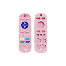 (As show, One size) baby remote control teether silicone baby anti-eating hand molar stick cartoon comfort chewing gum Remote control pink (color)