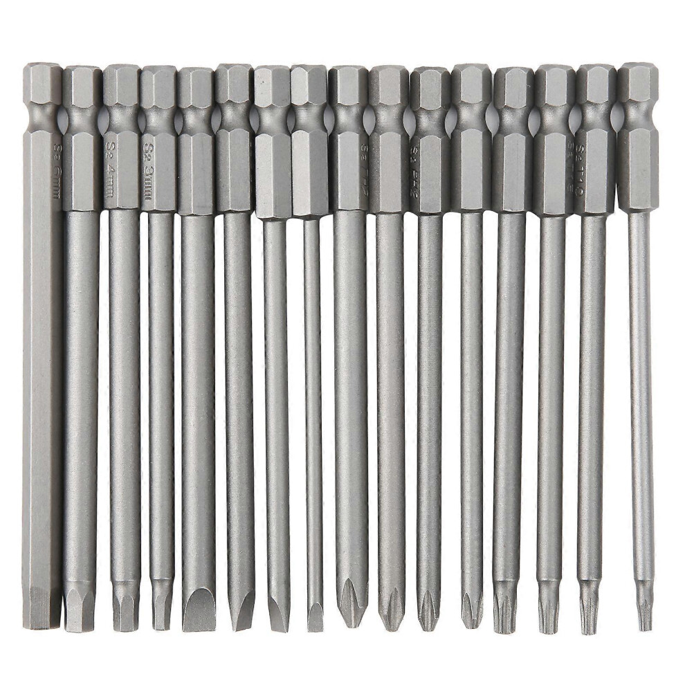 (As show, One size) 16Pcs 100mm Screwdriver Bits Set Hex Cross Slotted Hollow Pentalobe Bit Screwdriver Accessories-image-OPC-PHGX2RG-NEW