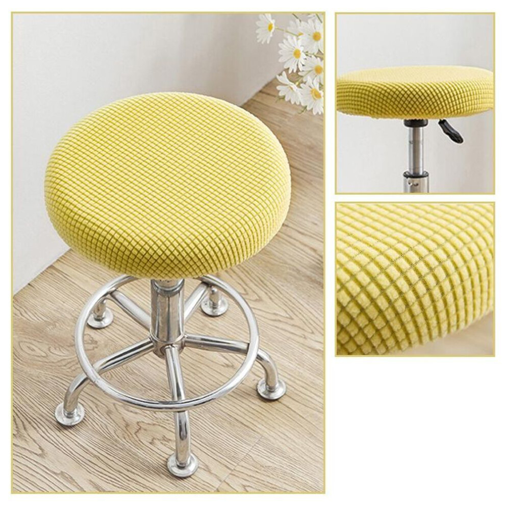 (lemon yellow) Anti-Dirty Slipcover Round Chair Cover Solid Seat Cushion Protector Bar Stool Cover Removable Stool