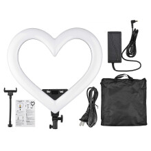 (As show, One size) 19 Inch RGB Colorful Heart-shaped Photography LED Video Light Stepless Dimming Fill Light CRI 90 3200-5600K CCT 48W High Brightness with Phone Holder