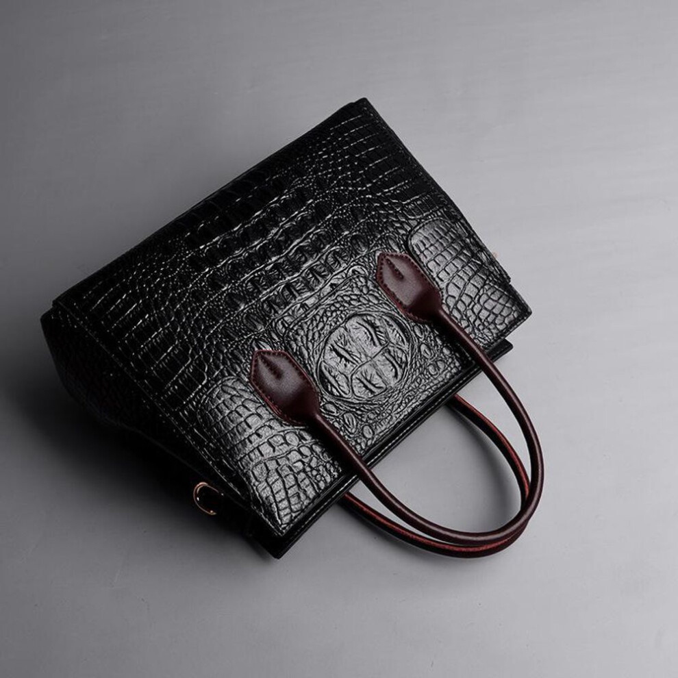 (black) Women Alligator Leather Handbags Designer Women Messenger Shoulder Bags Retro Tote