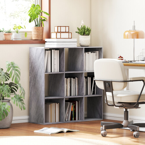 Homcom HOMCOM 9 Cube Storage Unit Cabinet Bookcase Display Shelves, Marble Grey