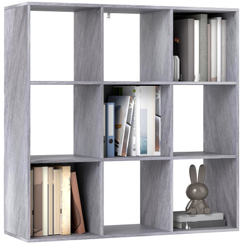 Homcom HOMCOM 9 Cube Storage Unit Cabinet Bookcase Display Shelves, Marble Grey 1