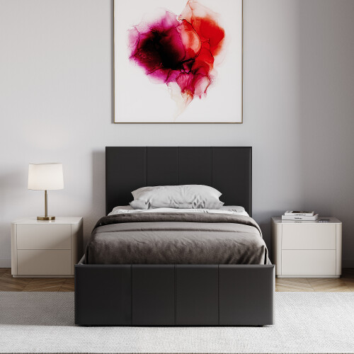 Vida Designs (Single, Black) Lisbon Ottoman Bed Frame Faux Leather Storage UKFR 2