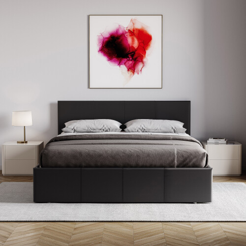 Vida Designs (King Size, Black) Lisbon Ottoman Bed Frame Faux Leather Storage UKFR 2