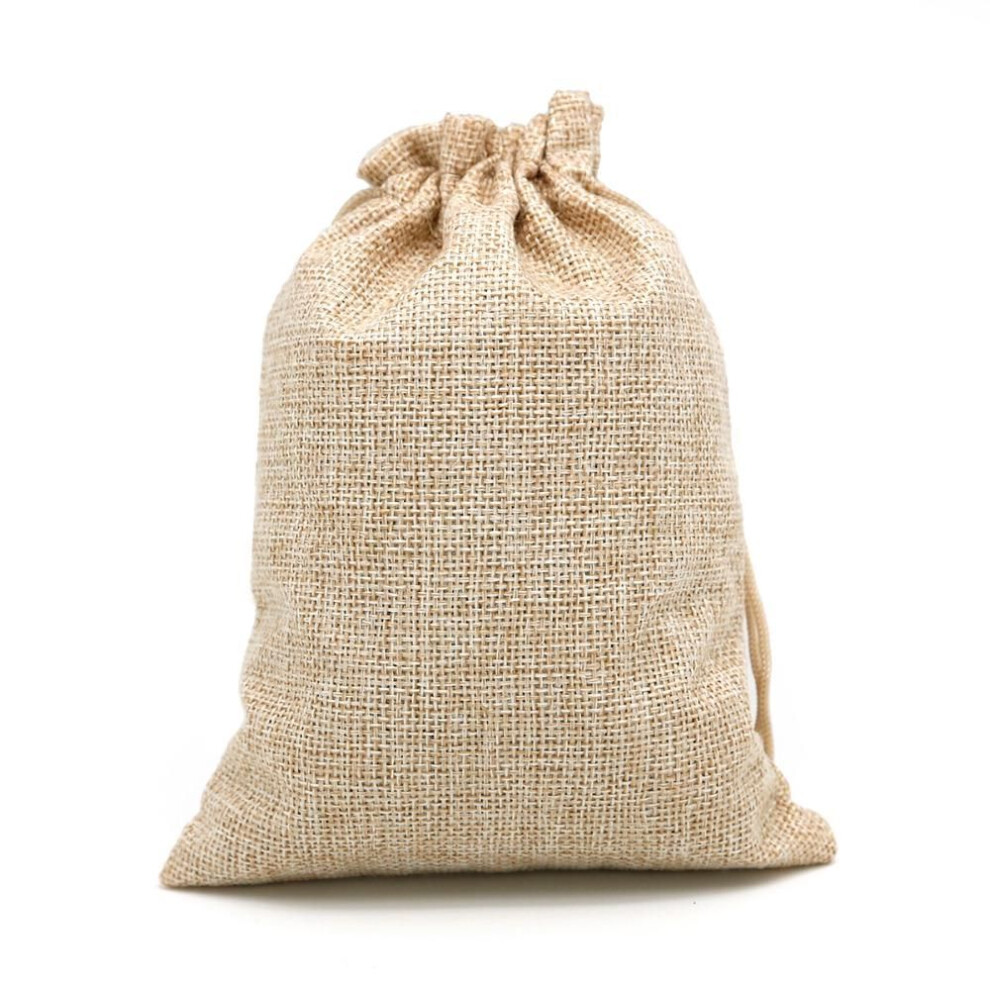 (tan, 7x9cm) 5pcs Drawstring Natural Burlap Bag Jute Gift Bags Packaging Wedding Bags