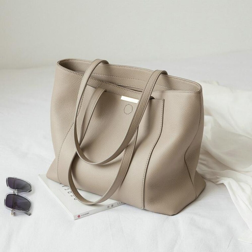 (light gray, ONE SIZE) Large Women&apos;s Genuine Leather Sling Bags Ladies Shoulder Bag Top Grade Tote Shopper Commuter Bag Luxury Designer Handbags For Women