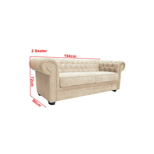Chesterfield Style Venus Cream Fabric 3+2 Seater Sofa Set 2