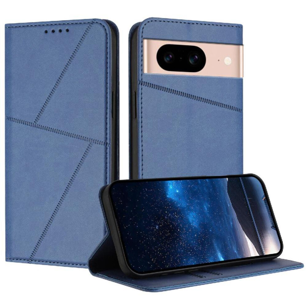 (Blue) Case For Google Pixel 8A Shockproof Cover Anti-Fingerprint Matte Texture With Card Slots And Kickstand Blue 764563549702