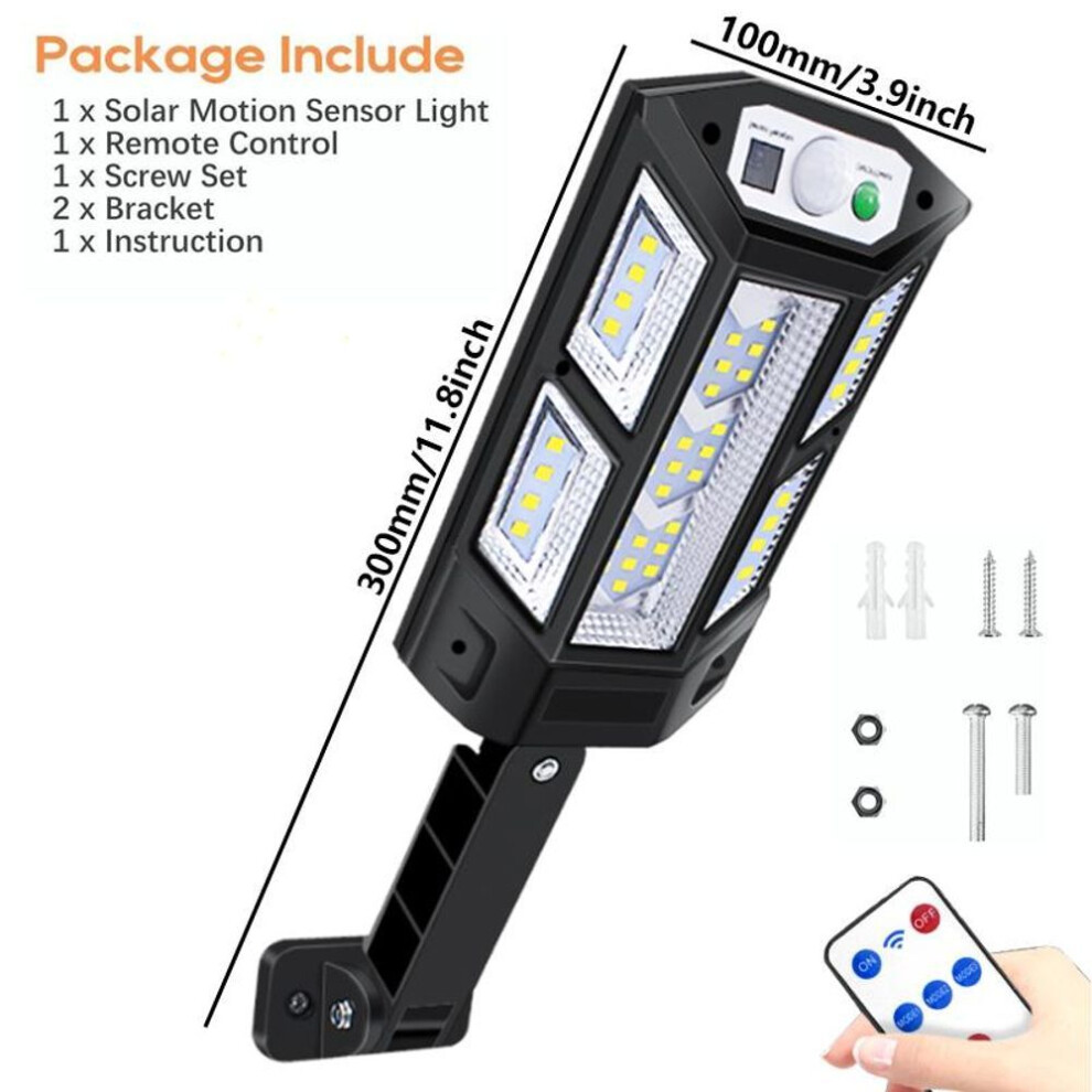 (black, built in battery) 6000lm Outdoor Solar LED Lamp Solar Waterproof Street Light With Motion Sensor Remote Control Garden Lights