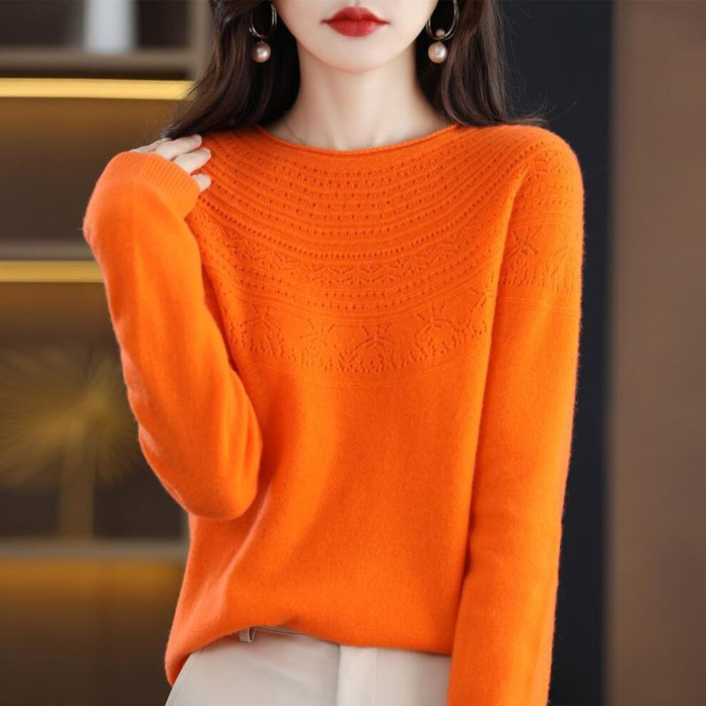 (orange, XL) 100% Wool Women Sweater MODERN NEW SAGA Winter Soft Warm Knit Pullover Autumn Jumpers Female Sweaters Knit Tops Long Sleeve
