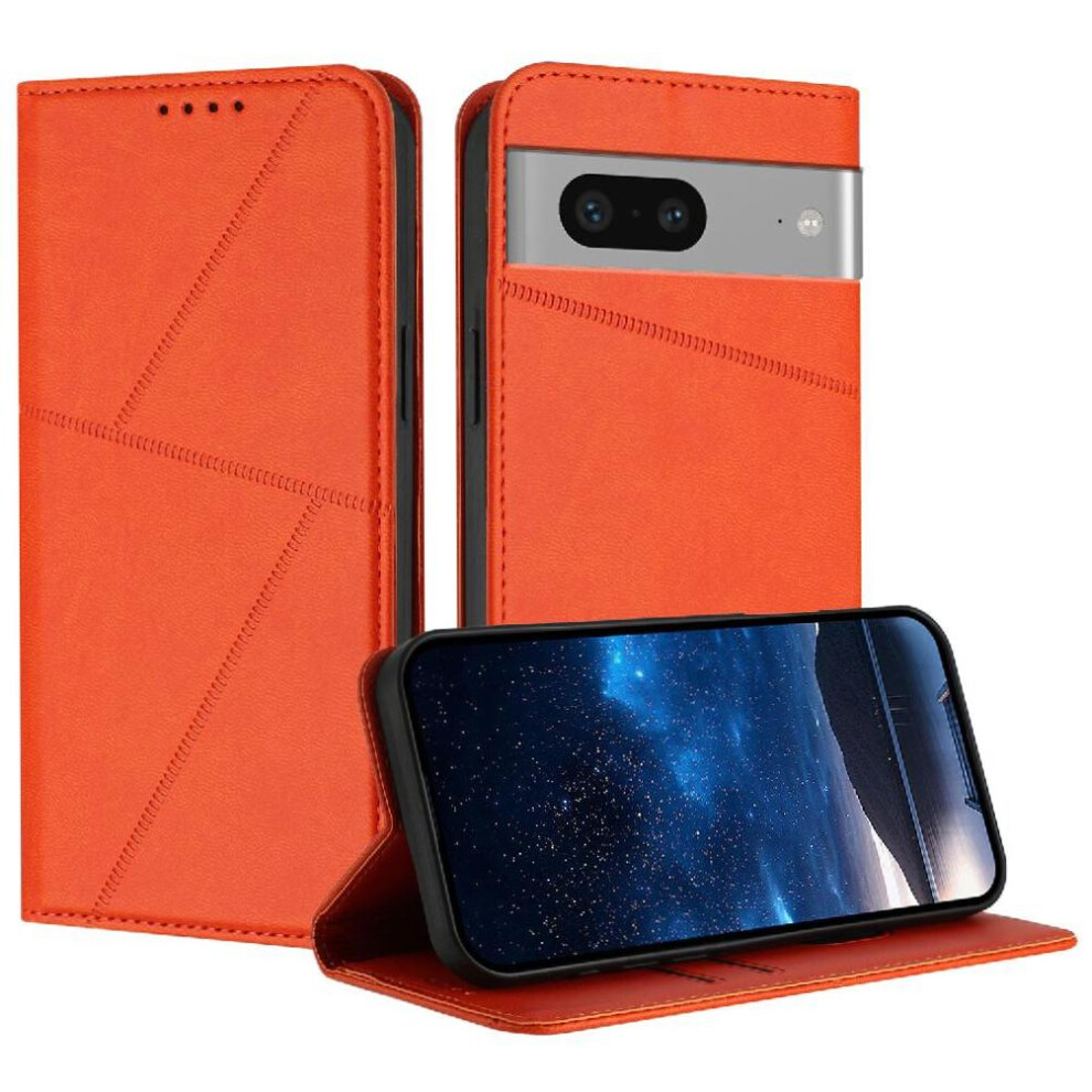 (Orange) Case For Google Pixel 7A Anti-Fingerprint Matte Texture Shockproof Cover With Card Slots And Kickstand Orange 764563550265