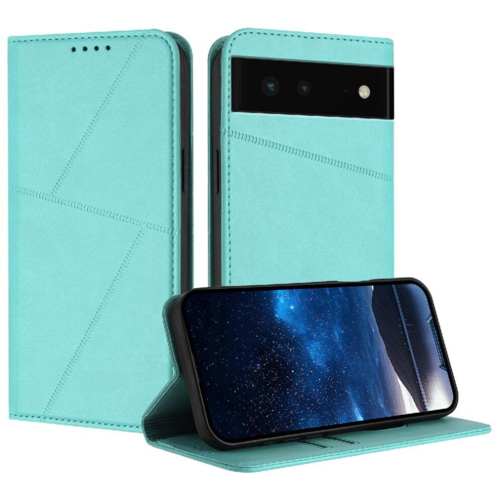 (Green) Case For Google Pixel 6A Shockproof Cover With Card Slots And Kickstand Anti-Fingerprint Matte Texture Green 764563550524