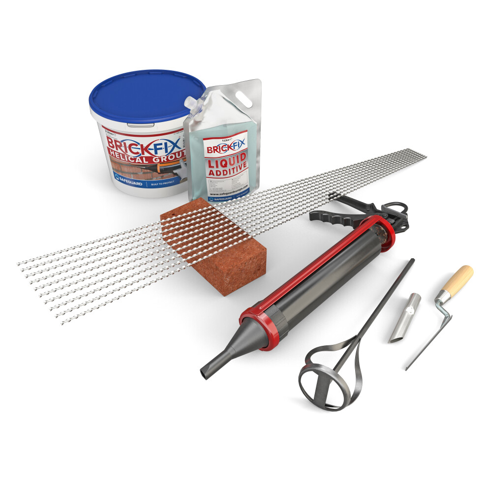 Brickfix Masonry Crack Repair Kit (10 X 1M Helical Bars & Grout) - Crack Stitching For Brick, Block & Stone Wall Stabilisation 5060132761106