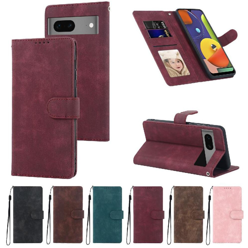 (Red) Flip Case For Google Pixel 7 Wallet Shockproof Premium Flip Red 764563551644