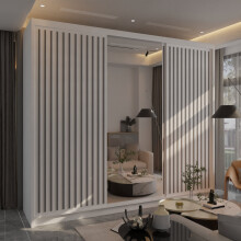 (White, 250cm ) Modern Royal Style Sliding 2 or 3 Door Wardrobe