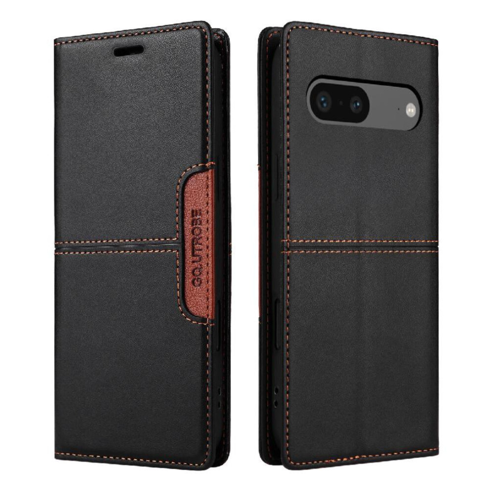 (Black) Flip Case For Google Pixel 7 Rfid Blocking Wallet Flip Cover Shockproof Black 764563552450
