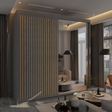 (Grey, 203cm) Modern Royal Style Sliding 2 or 3 Door Wardrobe