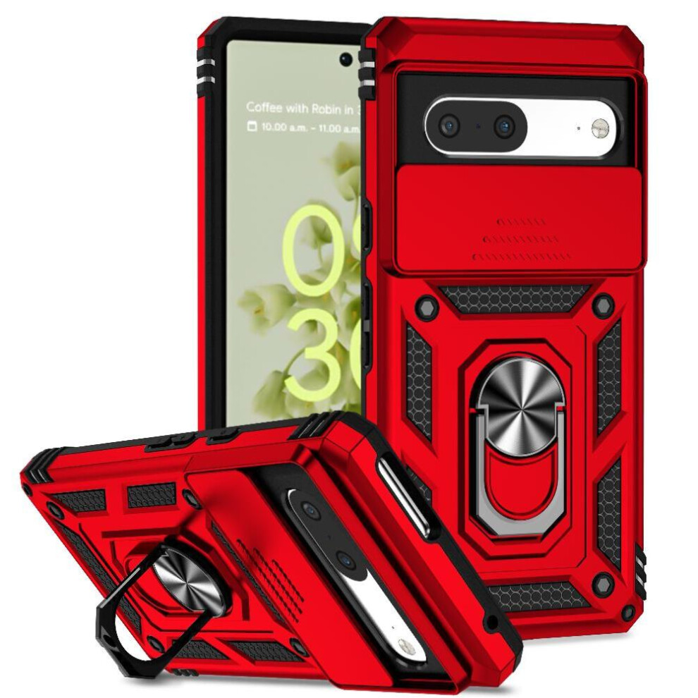 Photos - Case   for Google Pixel 7 Magnetic Stand Car Magnet Ring Hodler(Red)