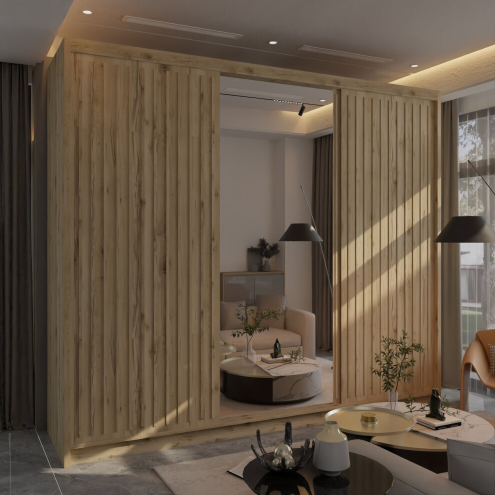 (Oak, 250cm ) Modern Royal Style Sliding 2 or 3 Door Wardrobe-image-OPC-P99WMBV-NEW