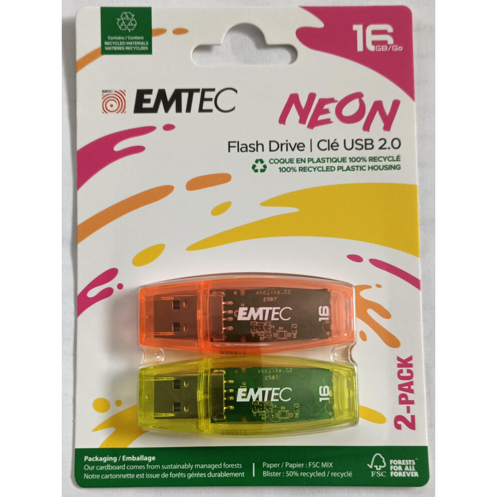 Emtec Usb2.0 C410 16Gb P2 Neon 3126170171382