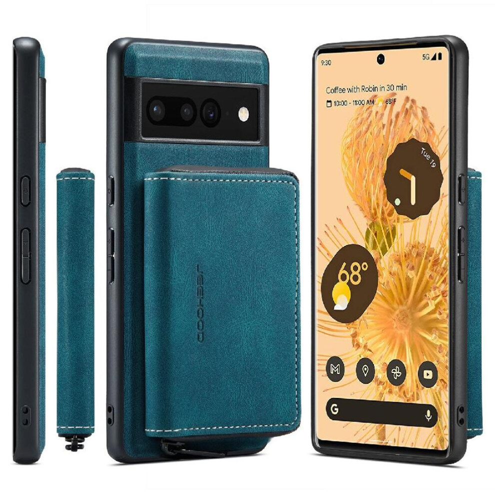 (Blue) Case For Google Pixel 7 Magnetic Detachable Phone Case Wallet Case Wireless Charging Multifunctional Blue 764563554263