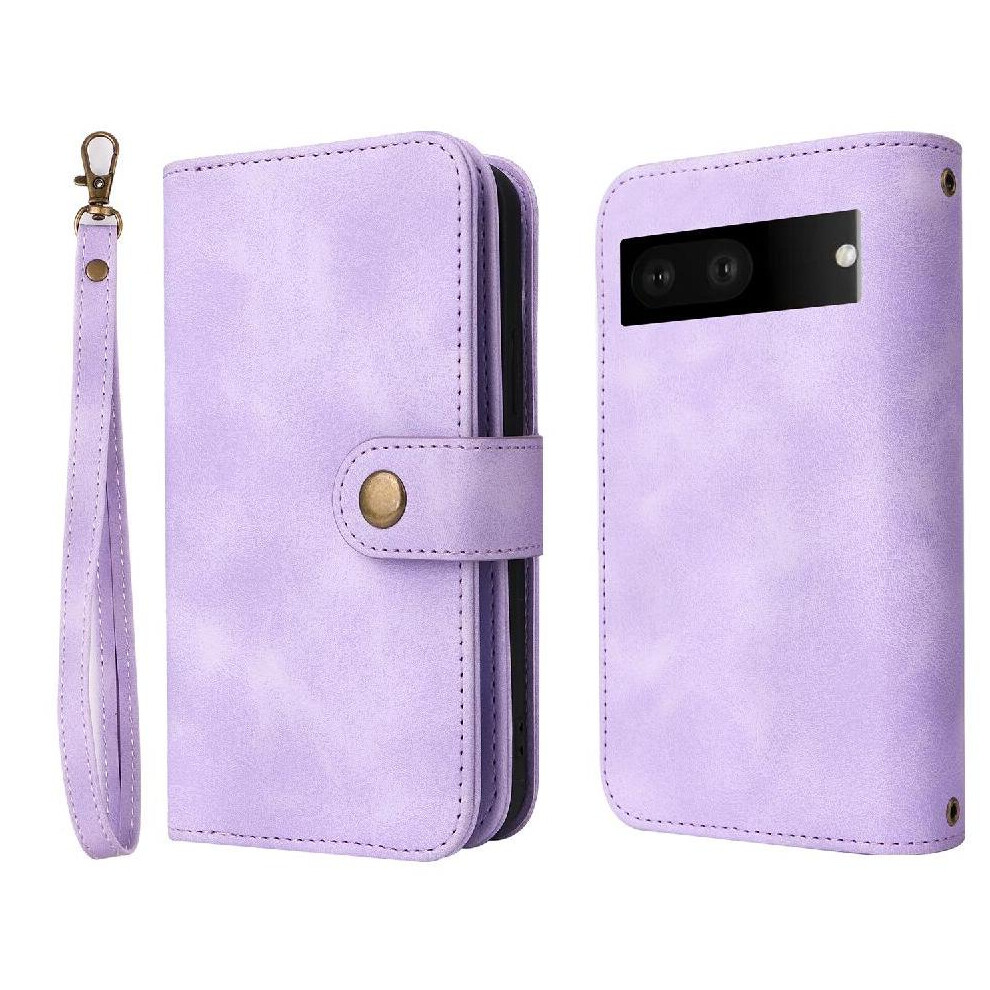 (Purple) Flip Case For Google Pixel 7 Flip Wrist Strap Shockproof Card Slots Multifunctional Wallet Purple 764563554997