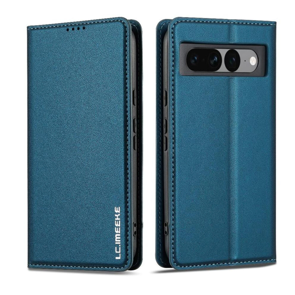 (Blue) Flip Case For Google Pixel 7 Thin Pu Leather Magnetic Wallet Kickstand Card Holder Blue 764563555086