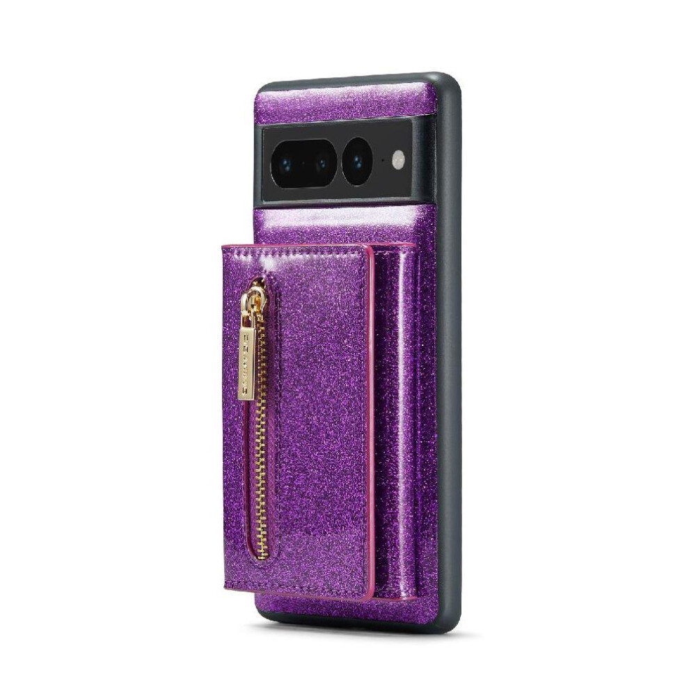 ( Violet) Wallet Case For Google Pixel 7 Pro Protective Magnetic Bling Pu Leather Card Slots Zipper Dark 764563555246