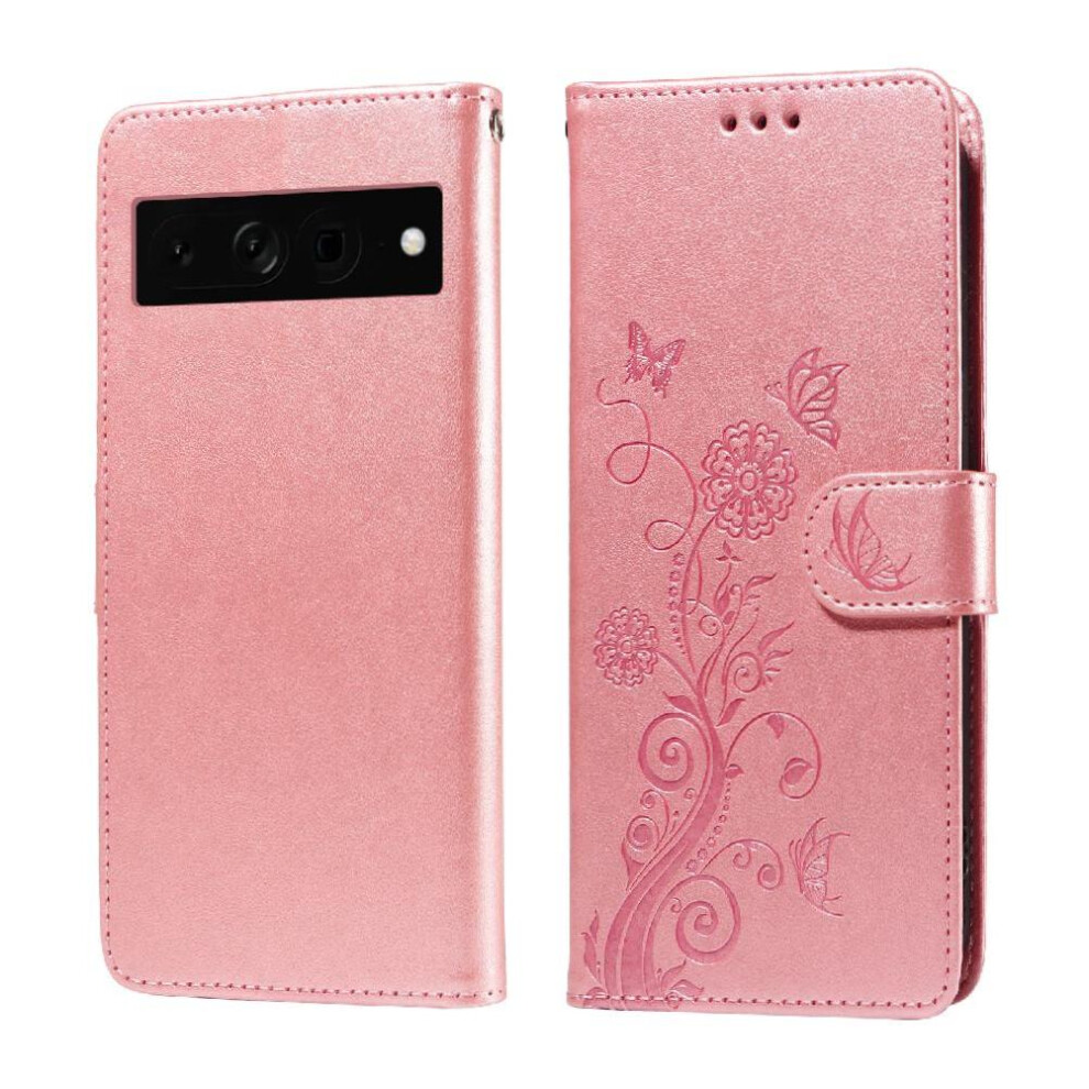 (Rose ) Flip Case For Google Pixel 7 Pro Flower Flip Cardslots Leather Gold 764563555338