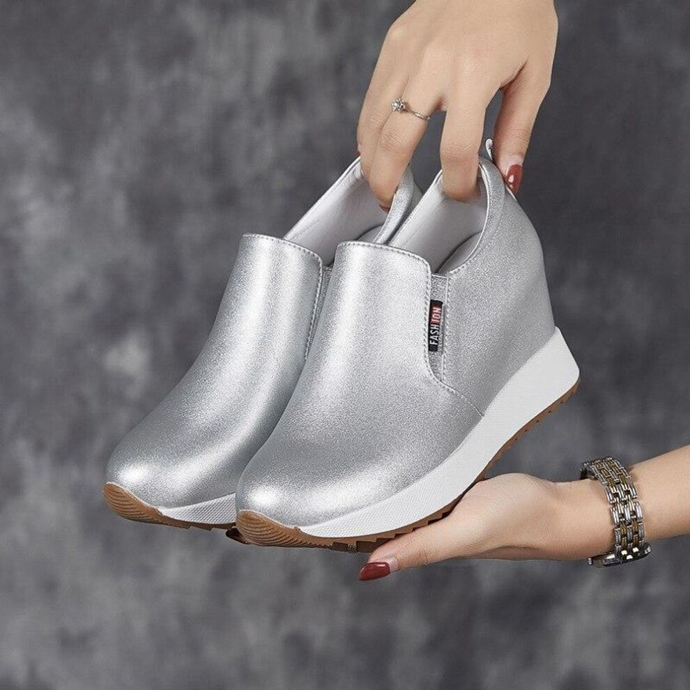 (as the picture, 37) Fujin 7cm Genuine Leather Synthetic Boot Women  Fashion Ankle Platform Wedge Heels Pumps Autumn Spring Sexy Hidden Heels Boots