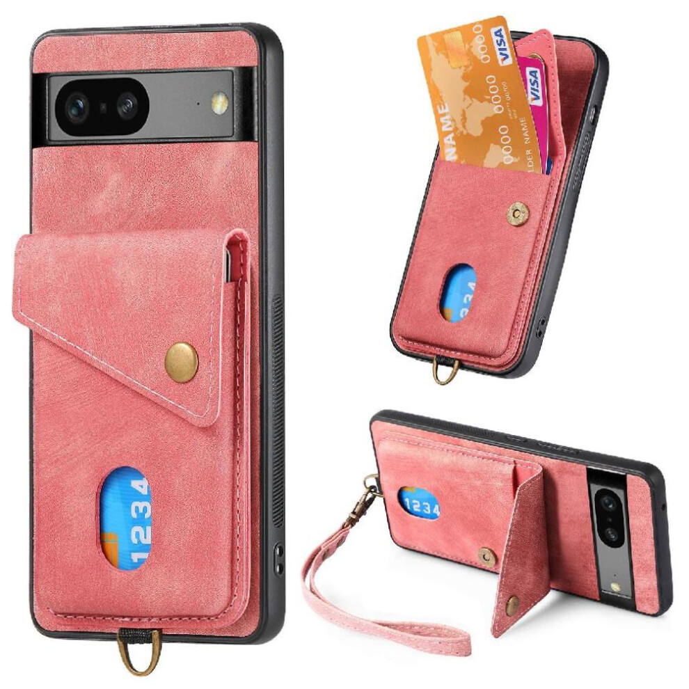 (Pink) Case For Google Pixel 7 Detachable Lanyard Multifunctional Card Slot Premium Leather Magnetic Closure Pink 764563556359
