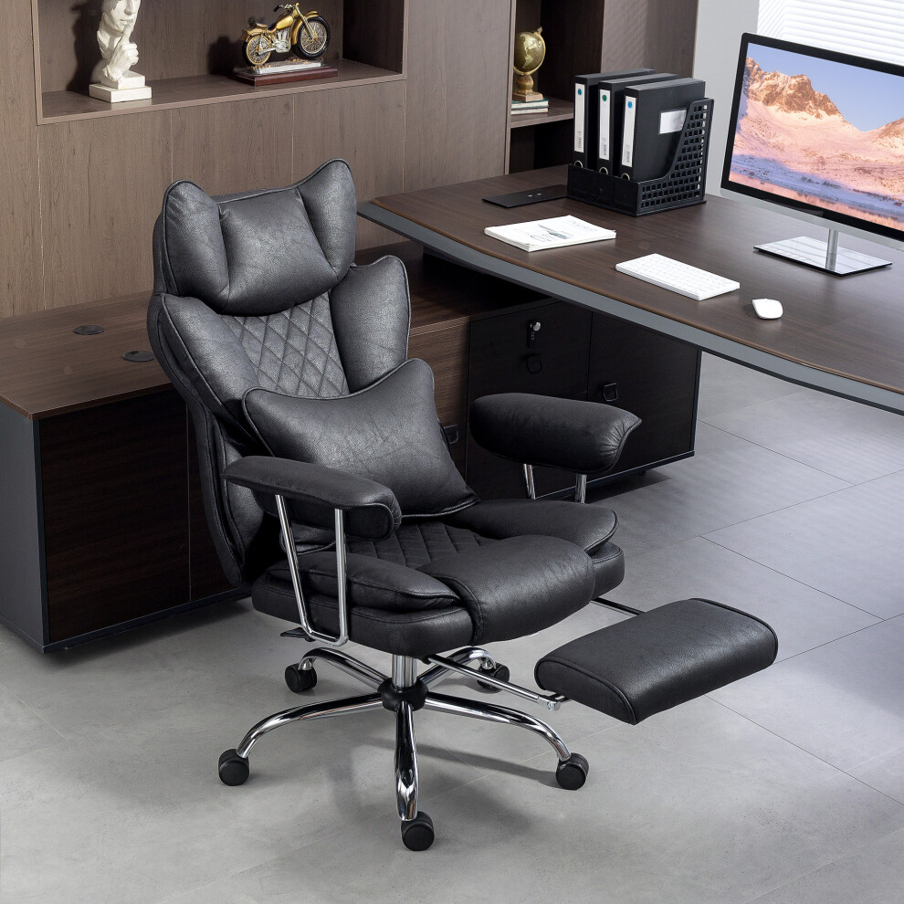 HOMCOM Office Chair, High Back Leathaire Desk Chair for Home, Black