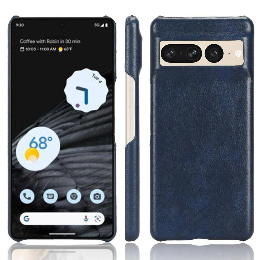 (Blue) Retro Case For Google Pixel 7 Pro Protective Cover Retro Anti Scratch Compatibility Lychee Pattern Blue 764563557103