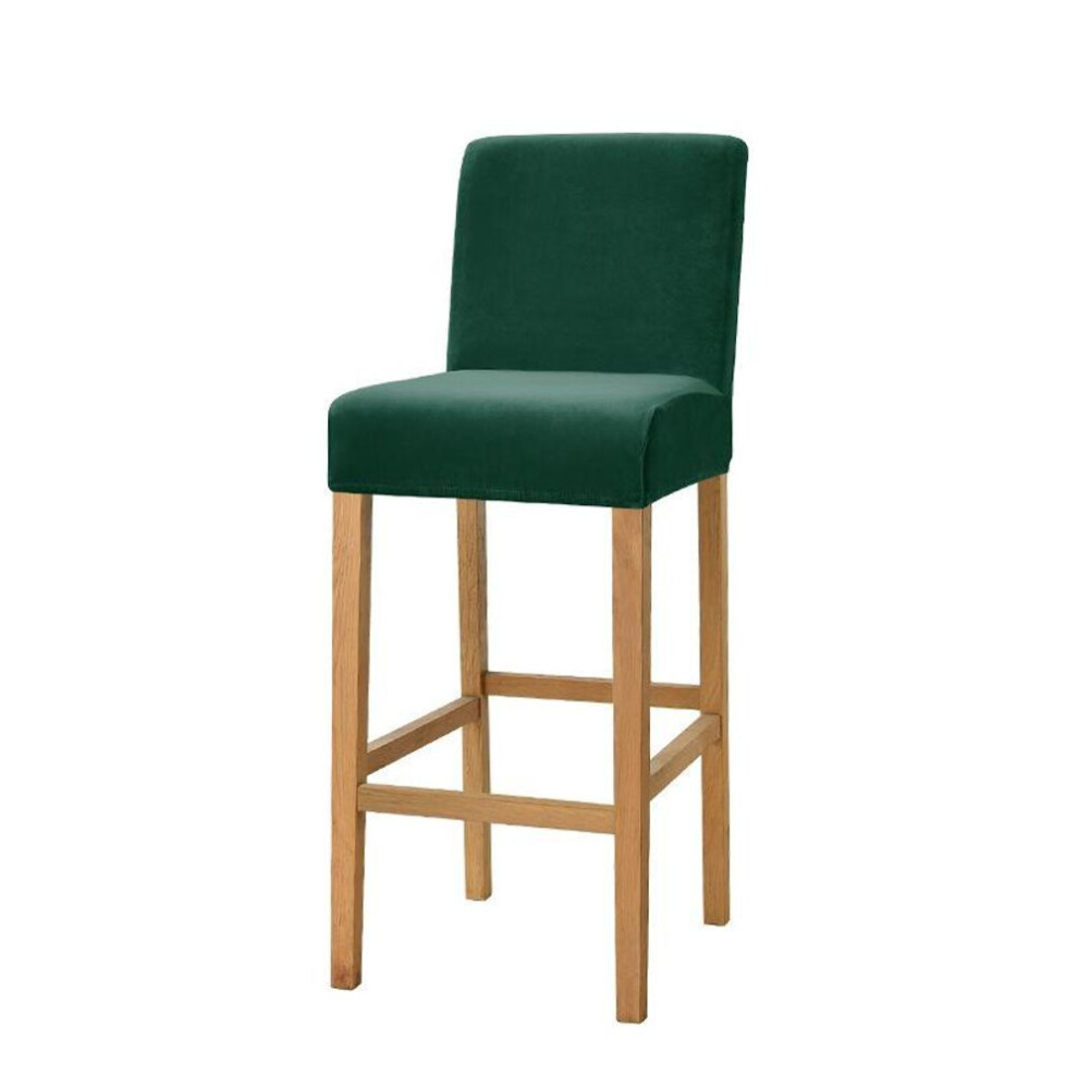 (dark green, 1 Piece) Velvet Fabric Bar Stool Chair Cover Spandex Stretch Short Back Chair Covers for Dining Room Cafe Home Small Size Seat Slipcover