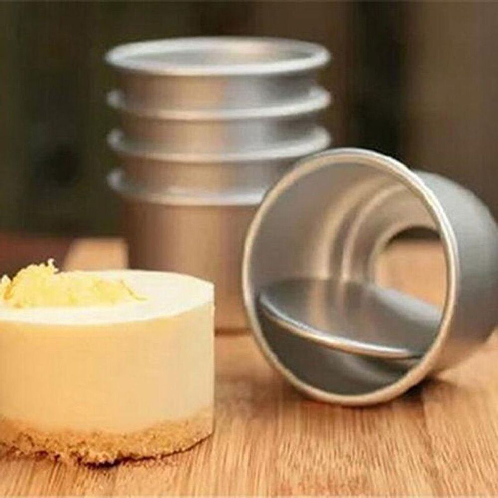(5pcs) Useful 5Pcs Round Mini Cake Pan Removable Bottom Pudding Mold DIY Baking Mould