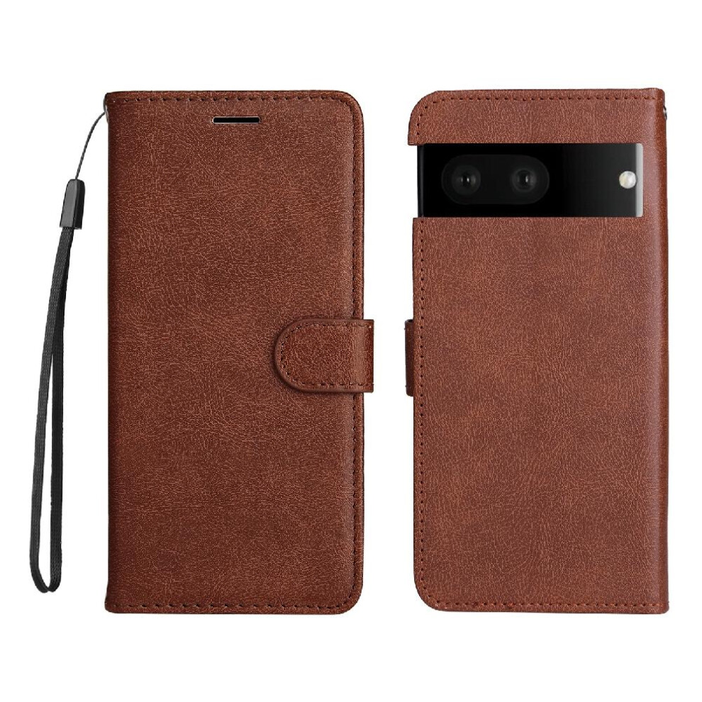 Photos - Case  Flip  for Google Pixel 7 High Quality Leather Classic Solid Color with Card Slot Business Wallet Phone (Brown)