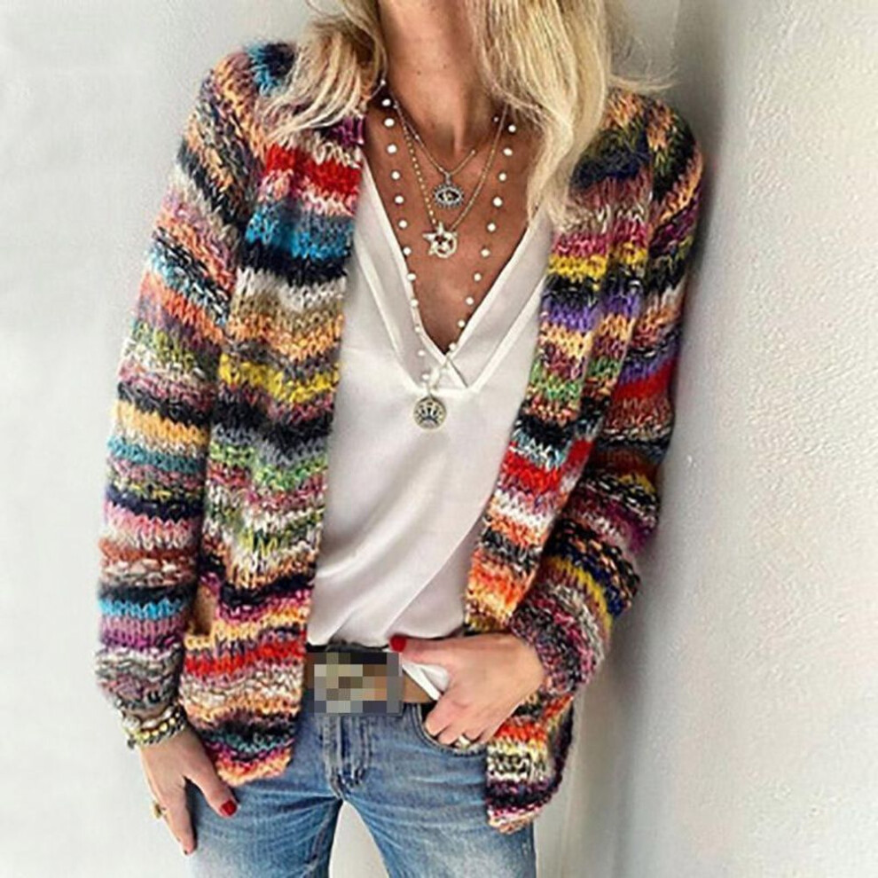 (red, L) Women&apos;s Coarse Knitted Sweater Jacket Cardigan Women&apos;s Casual Knitted Sweater Jacket