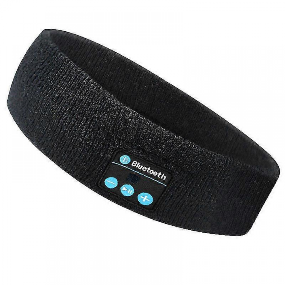 Casque antibruit Bluetooth noir, bandeau ultra fin, idéal pour l'exercice, le sommeil latéral et les voyages.