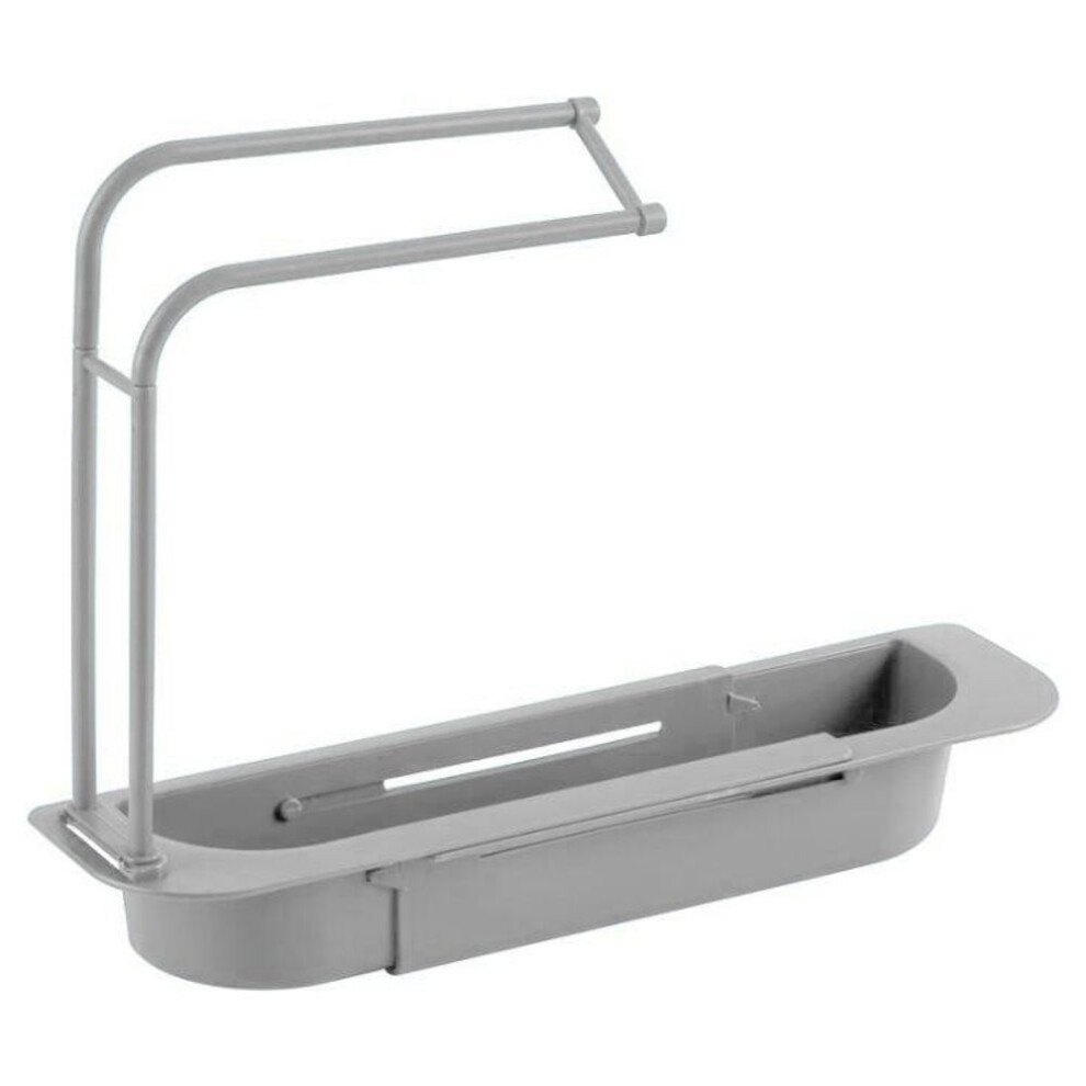 (Gray) Telescopic Sink Shelf Kitchen Sinks Organizer Soap Sponge Holder Sink Drain Rack Storage Basket Kitchen Gadgets Accessories