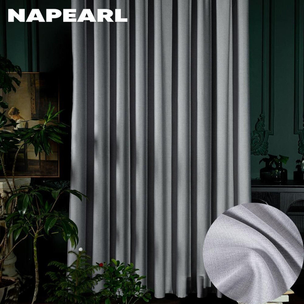 (light grey, W200cm x L270cm) 1PC NAPEARL Modern 80% Blackout Kitchen Curtain Lengthen Pure Color Shading Window Curtain For Living Room Bedroom