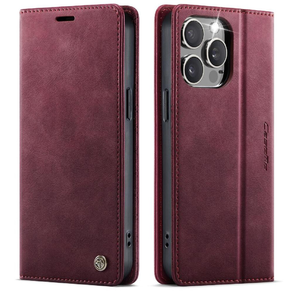 Photos - Case  Retro Leather Wallet  for iphone 15 Pro Max Adjustable Kickstand Shockproof Protection Rfid Blocking(Red)