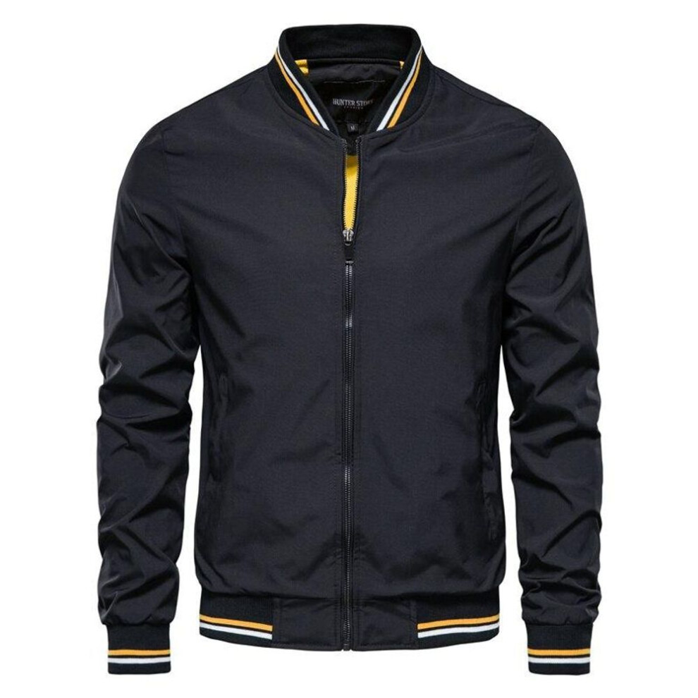 (black, L) AIOPESON Solid Color Baseball Jacket Men Casual Slim Fit Mens Bomber Jackets New Autumn Fashion High Quality Jackets For Men
